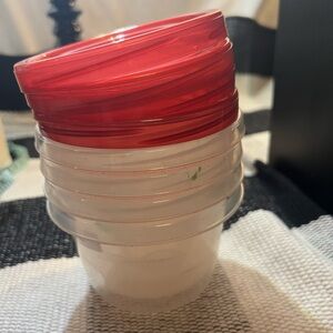 Red and Clear Food Storage Containers